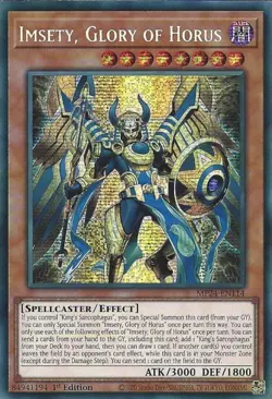 MP24-EN114 Imsety, Glory of Horus - Prismatic Secret Rare 1st Edition Yugioh Min - Image 1