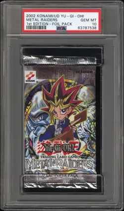2002 Yu-Gi-Oh Metal Raiders 1st Edition Booster Pack Sealed PSA 10 - Image 1