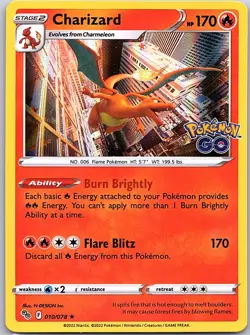 Charizard 010/078 Holo Pokemon GO - Pokemon Card - NM - Image 1