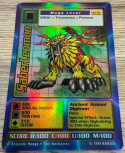 1999 Bandai Digimon Card - SaberLeomon St-34 - Vintage Holo Foil Card - Image 1