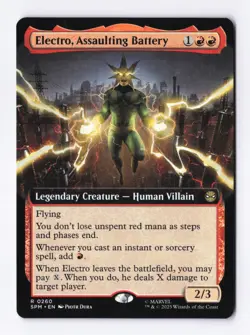 Electro, Assaulting Battery (Extended Art) 260 (R) MTG Marvel's Spider-Man (SPM) - Image 1