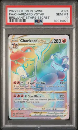 PSA 10 CHARIZARD VSTAR #174 (FA/SECRET) - 2022 POKEMON SWSH: BRILLIANT STARS - Image 1