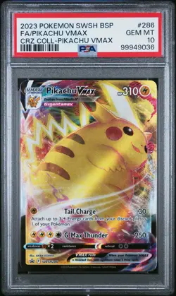 2023 POKEMON SWSH BLACK STAR PROMO #286 FULL ART/PIKACHU VMAX PSA 10 - Image 1