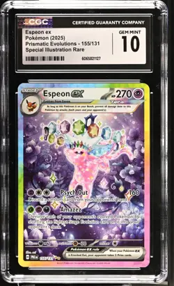 2025 Pokemon Espeon ex 155/131 Prismatic Evolutions Holo SIR CGC 10 - Image 1