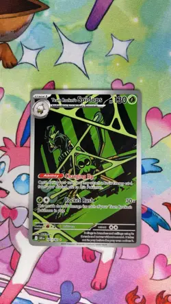 Pokemon TCG Destined Rivals Team Rockets Spidops Illustration Rare Card 187/182 - Image 1