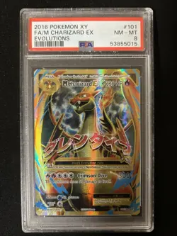 Pokemon TCG Mega-Charizard-EX Evolutions Holo Full Art Card 101/108 PSA 8 - Image 1