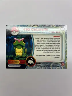 Topps Pokemon Caterpie Foil Card # 10 Black Logo Light Play Free Shipping! - Image 2