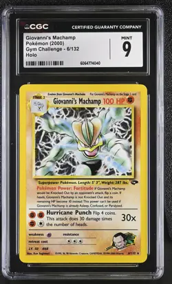 CGC 9 MINT Giovanni's Machamp 2000 Gym Challenge 6/132 Holo Pokemon Card - Image 1