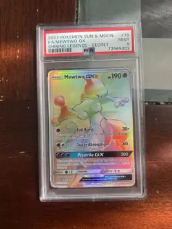 Pokemon Mewtwo GX TCG Card 76/73 Shining Legends Rainbow Rare PSA 9! - Image 1