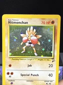 Pokemon Card Hitmonchan 8/130 Base Set 2 Holo Rare WOTC Light Play 2 - Image 2