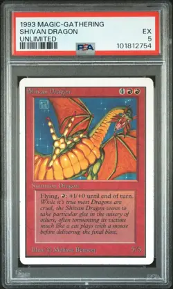 1993 Magic the Gathering Unlimited, Shivan Dragon, PSA 5 - Image 1