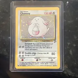Pokemon TCG Chansey Base Set 2#3/130 Unlimited Holo Rare Swirl Vintage - Image 1