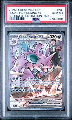 2025 POKEMON DRI EN-DESTINED RIVALS #233 TEAM ROCKET'S NIDOKING EX PSA 10 - Image 1