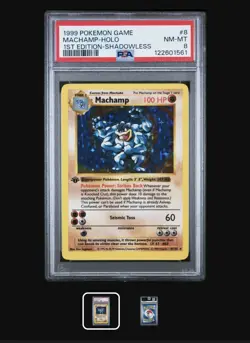 Pokemon Machamp 1st Edition Shadowless Base Set Holo #8 PSA 8 NM-MINT - Image 1
