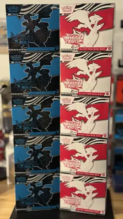 POKEMON BLACK BOLT/WHITE FLARE ETB SET X5!! 10 ETB’s TOTAL SEALED - Image 1