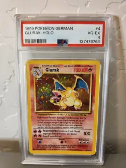 1999 Pokemon German Glurak Charizard Base Set Holo 4/102 PSA 4 🔥 - Image 1