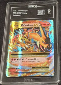 2016 Pokemon XY Evolution TAG 9 Highest Mint Grade Card Mega Charizard EX 13/108 - Image 1