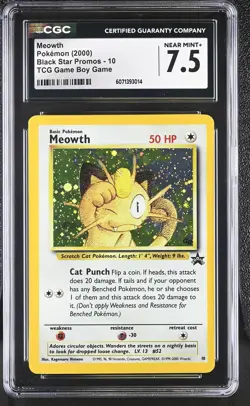 CGC 7.5 Meowth 2000 Black Star Promos 10 Holo Pokemon Card - Image 1