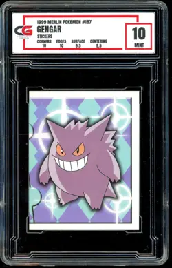 1999 Topps Pokemon Merlin Stickers #187 ~ Gengar ~ GRADED CG 10 - Image 1