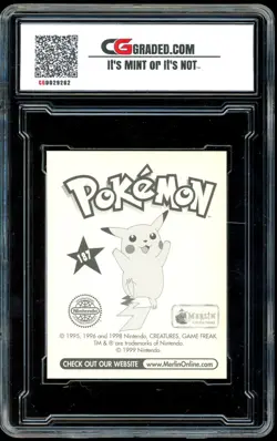 1999 Topps Pokemon Merlin Stickers #187 ~ Gengar ~ GRADED CG 10 - Image 2