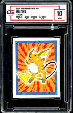 1999 Topps Pokemon Merlin Stickers #26 ~ Raichu ~ GRADED CG 10 - Image 1