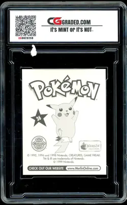 1999 Topps Pokemon Merlin Stickers #26 ~ Raichu ~ GRADED CG 10 - Image 2