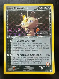 Pokemon Rocket's Meowth 46/109 EX Team Rocket Returns Reverse Holo Rare (LP+) - Image 1