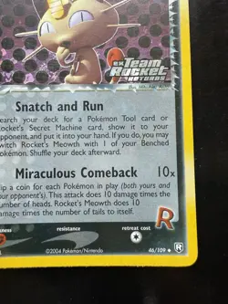 Pokemon Rocket's Meowth 46/109 EX Team Rocket Returns Reverse Holo Rare (LP+) - Image 5