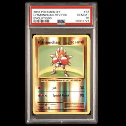 2016 Pokemon HITMONCHAN 62 Reverse Holo XY Evolutions Card PSA 10 Gem Mint - Image 1