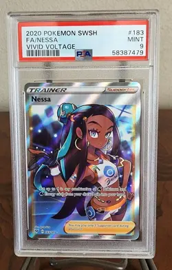 2020 Pokemon Vivid Voltage Nessa Full Art #183 PSA 9 Mint - Image 1
