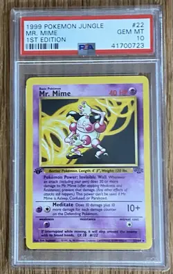 1999 Pokemon Jungle #22 Mr. Mime 1st Edition PSA 10 Non Holo - Image 1