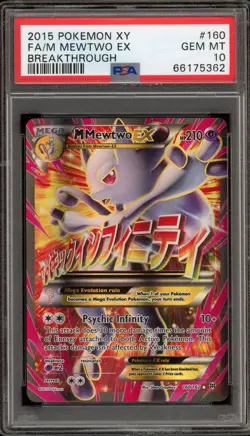 Pokemon M Mewtwo EX XY Breakthrough Full Art #160 PSA 10 Gem Mint - Image 1