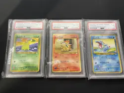 Pokemon Japan Promo Champion Road 2000 -Chikorita, Cyndaquil, Totodile PSA 8,8,7 - Image 1