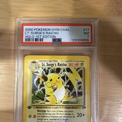 Lt. Surge's Raichu 1st Edition 11/132 Gym Challenge Holo Pokemon PSA 7 - Image 2