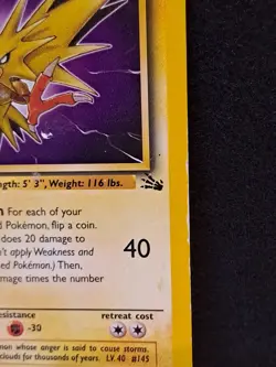 Zapdos (30/62) Non Holo Fossil Set Rare Pokemon Card LP - Image 2