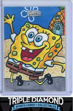 2025 Topps Chrome SpongeBob #1/1 SpongeBob Sketch Card By Rob Harris L409 - Image 1