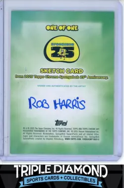 2025 Topps Chrome SpongeBob #1/1 SpongeBob Sketch Card By Rob Harris L409 - Image 2