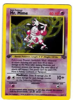 POKEMON MR. MIME 1ST EDITION HOLO CARD NO.6/64 - Image 1