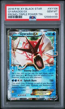 2016 POKEMON XY BLACK STAR PROMO TRIPLE POWER TIN #XY106 GYARADOS EX PSA 10 - Image 1