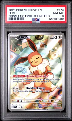 2025 POKEMON SVP EN-SV BLACK STAR PROMO #173 EEVEE PSA 8 - Image 1