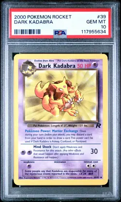 2000 POKEMON ROCKET #39 DARK KADABRA PSA 10 - Image 1