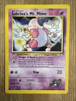 Pokemon TCG Sabrina's Mr. Mime Gym Heroes 94/132 Unlimited Common LP WOTC - Image 1