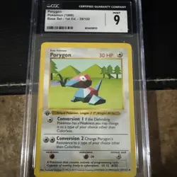 CGC 9 Porygon 1999 Base Set 1st Edition Shadowless 39/102 Pokemon Card - Image 1