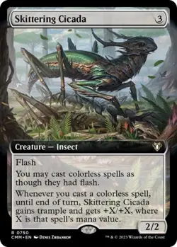 Skittering Cicada (Extended Art) -Foil Near Mint MTG Commander Masters - Image 1