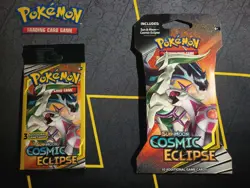 Sealed Pokemon Sun & Moon Cosmic Eclipse Sleeved Booster Hanger 2 Pack Card Lot - Image 1