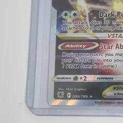 Darkrai VSTAR 099/189 Ultra Rare Pokemon Astral Radiance Pack Fresh Trading Card - Image 5