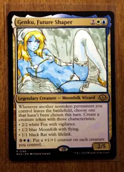 Genku, Future Shaper Altered Art Hand Painted MTG Magic the Gathering Anime Girl - Image 1