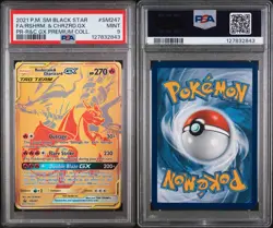 2021 POKEMON SM BLACK STAR PROMO #SM247 FULL ART/RESHIRAM & CHARIZARD GX PSA 9 - Image 2