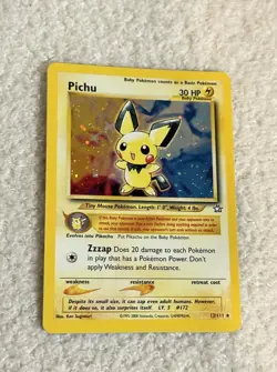 Pokemon TCG Card Neo Genesis Set Unlimited Pichu 12/111 Holo Rare - Image 1