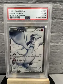 PSA 9 Reshiram 113/114 Holo Black & White Base 2011 English Pokemon Card TCG - Image 1